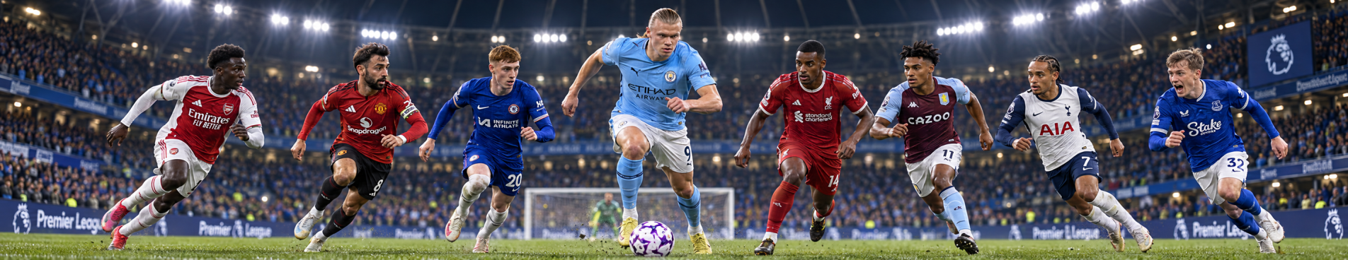 Premier League football players montage artwork featuring multiple English clubs